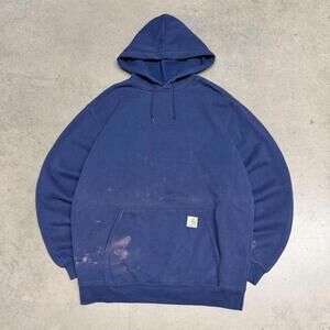 Vintage Carhartt Hoodie Mens Large Navy Sun Faded Distressed Workwear 90s Y2K